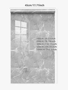 1 buah Stiker Anti Minyak Tekstur Marmer Halus Abu-abu untuk Dapur, Wallpaper Perekat Tahan Air, Kertas Marmer Tahan Panas untuk Renovasi Meja dan Kabinet, Film Pelindung Statis Transparan untuk Pintu Kabinet - Light Grey - View 5