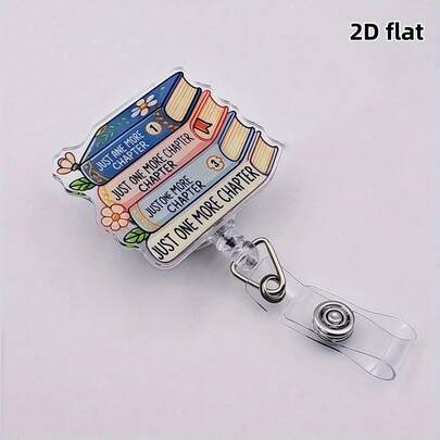 1 قطعة كتب مرصوفة بشكل زخرفي مع أنماط زهرية، تنقل حب القراءة والجو الفني. الموضوع الإبداعي: بكرة شارة قابلة للسحب مع حامل بطاقة الهوية - مشبك بطاقة اسم أكريليك لعاملي الرعاية الصحية، مناسب للمستشفى، هدايا العطلات، لوازم المكتب والمدرسة للأطباء والممرضات المسجلين وممارسي التمريض