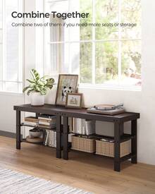 SONGMICS Shoe Rack Bench, 3-Tier Bamboo Shoe Storage Organizer, Entryway Bench, Holds Up To 286 Lb, 11.3 X 27.6 X 17.8 Inches, For Entryway Bathroom Bedroom - 棕色 - 查看 4