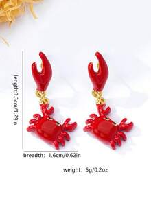 1 Đôi bông tai hình cua đỏ dễ thương, kiểu dáng thời trang, thanh lịch, tinh tế, độc đáo, phong cách bãi biển, cá tính, thích hợp để đeo hàng ngày. - Đỏ - Xem 2