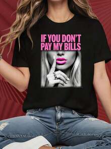Camiseta de Mujer con Estampado Gráfico, Algodón Ligero, Verano, Cuello Redondo, Manga Corta, Camiseta Gráfica para Mujer, Camiseta Divertida con Estampados Divertidos, Top Casual para Mujer, Camiseta de Manga Corta con Cuello Redondo para Mujer, Deportes, Bádminton, Tenis, Adecuada para Fiestas de Navidad, Actividades Deportivas, Fiestas de Vacaciones, Salidas, Deportes y Otros Regalos Navideños (220g). Oversize Camiseta Mujer Estampado 100% Algodón Puro - Negro - Ver 1