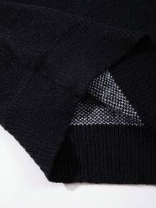 ANDREILEE Sweater Pullover Pria Kasual Bermotif Menarik Warna Polos Minimalis Kerah Bulat Lengan Panjang Longgar untuk Pemakaian Sehari-hari, di Rumah, Kantor, Perjalanan, Serbaguna Musim Gugur/Dingin - Hitam - View 9