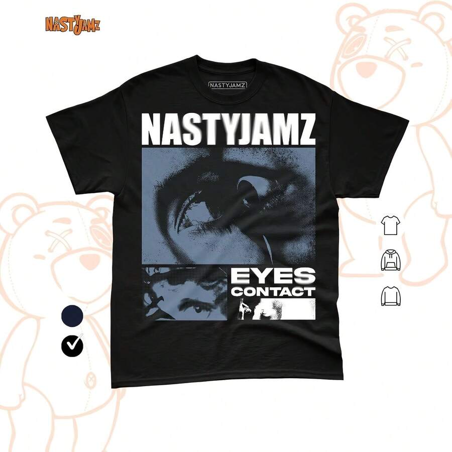 Gamma Blue 11s T-Shirt Matching The Eyes Contact Sneakerhead Street Graphic T-Shirt, Unisex Aesthetic Blue And Black T-Shirt. - 款式 - 查看 1