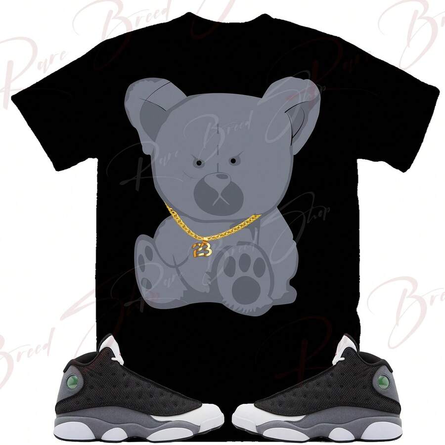 Camiseta de osito de peluche a juego con Jordans Retro 13 Black Flint, camiseta Retro 13 Black Flint, camiseta deportiva Retro 13 Black Flint - forma - Ver 1