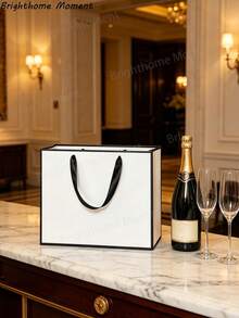 4pcs/1pc-Black Gift Bag, Paper Gift Bag With Ribbon Handle, Portable Paper Gift Bag With Handle, Birthday Gift Bag, Wedding Party Gift Bag, Suitable For Wedding Gifts (Bridesmaids), Neutral, Shopping Bag, White Gift Socks, Solid Color Gift Bag (4pcs/1pc) - B - View 8