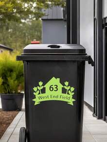Trash Can Sticker Set (Optional 1/2/3/4/5/6/7/8/10pcs): Customized Stickers, Including Room Number And Floral Pattern. Personalized Text And Address Labels, Mailbox Number And Street Name Stickers. Waterproof And Durable, Self-Adhesive And Easy To Apply. Suitable For Trash Cans, Mailboxes, Houses And Recycling Bins, Multiple Colors Available. - Multicolor - View 5
