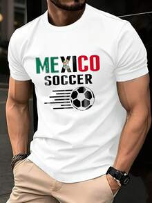 Camiseta de algodón suave para hombre con diseño de fútbol mexicano para fanáticos del fútbol y eventos deportivos. Regalo perfecto para seguidores y amantes del equipo. Disfraz de Navidad para hombres, camiseta de manga corta ligera y transpirable para el verano. - Negro - Ver 6