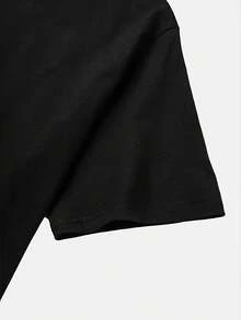 Primavera/Verano 2026, Nueva Camiseta Casual de Manga Corta para Mujer, Cuello Redondo, Estampado de Cerezas Doradas, Moda Verano Fresca - Negro - Ver 5