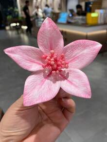 5件組女孩彩色人造3D花朵髮夾，仿真花髮飾，可愛甜美蝴蝶結髮夾，度假風，適合旅行、假期、夏季派對裝飾及日常休閒佩戴，女孩喜愛的髮飾 - 杏色 - 查看 6