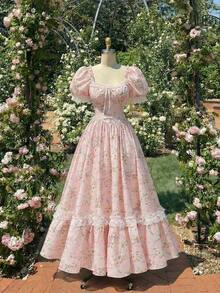 MOD Vestido largo de encaje blanco con volantes estilo victoriano vintage, vestido de fiesta, vestido de graduación, con exquisita mano de obra - Rosa 2 - Ver 7
