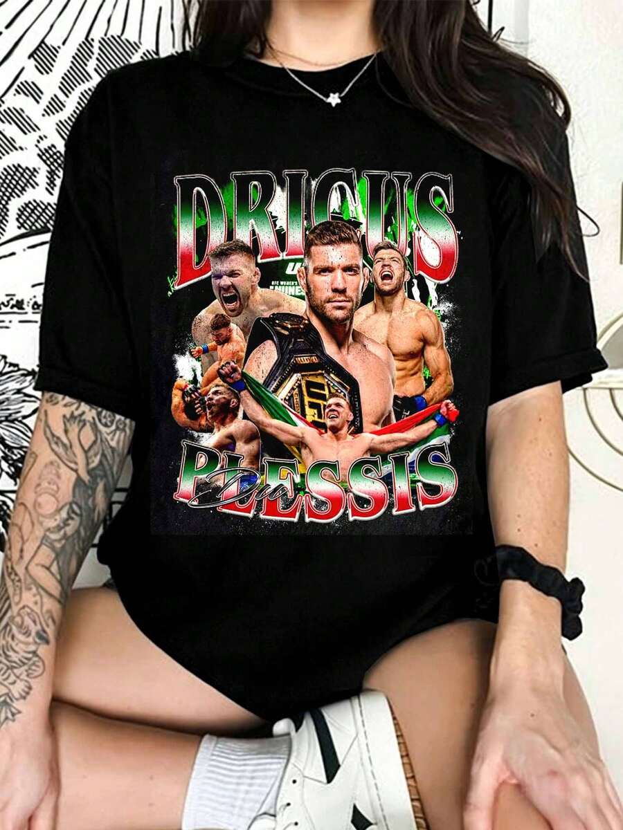 Dricus Du Plessis T-Shirt - High-Quality Print - DDP Fighter Fan - Custom Vintage Design - Adult And Child Sizes - MMA Fan - Black - View 1