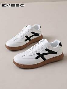 ZKBBO Giày thể thao nữ casual, đế bằng, thoải mái, nhẹ, thích hợp cho tập thể dục và đi bộ. - trắng - Xem 6