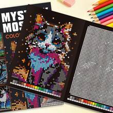 1pc 32-Page Mysterious Mosaic Coloring Book, Fun Digit Coloring, Back To School/Graduation Gift, Painting Practice Book For Color Perception And Drawing Skills Improvement - Multicolor - View 6