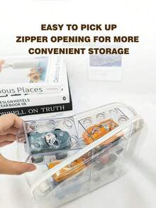 M+L Best-Selling PVC Zipper Toy Storage Box, Transparent Hard Stackable Organizer Bag, Home Storage Box, Multi-Functional Transparent Design, Also Suitable For Clothing Storage, Full-Function Storage Bag, Suitable For Travel, Back To School, School Supplies, Etc. - Multicolor - View 9