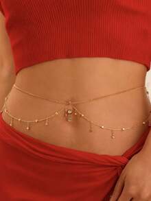 Bộ bikini nhiều lớp phong cách Bohemian gợi cảm với tua rua, dây xích eo, trang sức rốn, thích hợp cho bãi biển mùa hè, kỳ nghỉ, tiệc tùng, dành cho phụ nữ. - Nhiều màu - Xem 2