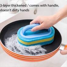 2/1pc Soft Handheld Multi-Function Powerful Sponge Brush, Suitable For Bathroom, Kitchen And Floor Cleaning, Efficiently Removes Oil Stains From Bathtub, Tile, Stove And Glass - Multiple Styles - View 3