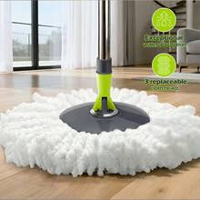 Spin Mop Bucket System, Masthome Pedal Spin Mop And Bucket With Wringer Set, EasyWring Microfiber Mop With 3 Mop Pads, 360Spinning Floor Cleaning System - Home Office Suitable - 綠色+深灰色 - 查看 6