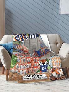 Auburn Merch Tigers Throw Blanket Warm Blankets Breathable Air Conditioner Blanket For Car Classic Outdoor Blankets For Picnic For All Season - màu đen - Xem 5
