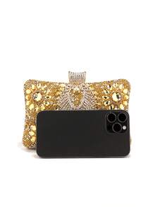 Acrylic Rhinestone Evening Handbag For Wedding, Popular Chain Shoulder Bag Adorned With Rhinestones - Army Green - View 7