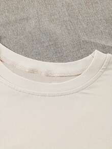 Women's Casual Printed T-Shirt, Round Neck, Short Sleeve, Drop Shoulder Style For Spring And Summer - 奶油 - 查看 3