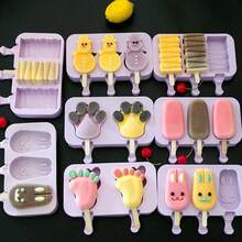 1 Set Silicone Ice Cream Mold, Ice Pop Mold + Wooden Sticks + Lid, Reusable, Easy Unmold, Suitable For Homemade Ice Pops, DIY Ice Pop Mold - Multicolor - View 2