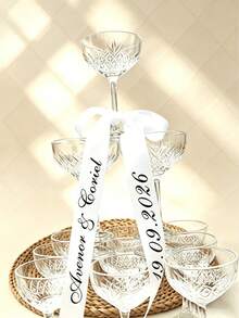 Specchietto retrovisore personalizzato per auto da matrimonio, composizione floreale per matrimonio e vacanze, nastro personalizzato per calice da vino, decorazione per feste - Multicolore - Visualizzare 5