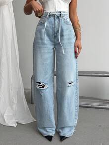 SQUALO Pistachio Green Leopard-Patterned High-Waisted Wide-Leg Pants | Bold And Stylish Design - Blue - View 3