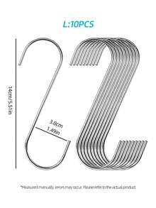 20Pcs Extra Large S-Shaped Hooks, Heavy Duty Stainless Steel Hooks, Multi-Purpose Hanging Hooks For Clothing Kitchen Utensils Tableware Plants Towels Garden Tools - Silver - View 8