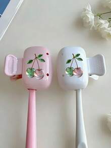 Tempat Sikat Gigi Dopamin Desain Kristal Ceri - Pola Ceri yang Lucu dan Cantik, Pengorganisasian Rumah, Set Klip Sikat Gigi dan Pelindung Kartun, Desain Ringkas dan Portabel Mudah Dibawa, Melindungi Kepala Sikat Gigi, Dilengkapi Lubang Ganda untuk Drainase dan Ventilasi, Cocok untuk Penggunaan di Rumah, Asrama, dan Perjalanan | Rak Penyimpanan Kepala Sikat Gigi yang Lucu, Cocok untuk Pengorganisasian Kamar Mandi, Cocok untuk Penggunaan di Rumah dan Asrama - MultiWarna - View 4