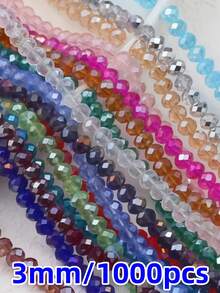 600Pcs 3mm AB Color Faceted Crystal Glass Beads, Rondelle Loose Spacer Beads For Jewelry Making DIY Crafts Wind Chimes Suncatchers Bracelets Necklaces - Multicolor - View 20