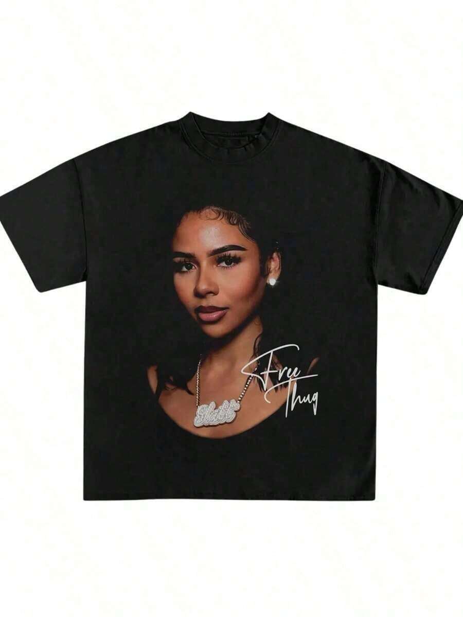 1 Piece Mariah Scientist Rapper Young Hip-Hop T-Shirt For Men And Women, Classic Women's T-Shirt With Free Thugs Print, Crew Neck, Short Sleeve, Y2K Vintage Streetwear Style, Oversized Graphic Cotton T-Shirt For Women, Loose And Comfortable, 180g 100% Cotton, All Designs Are Printed. Unisex. - A5 - 查看 1