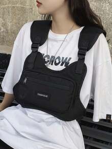 1 chiếc áo vest đa năng unisex kèm túi đeo ngực chiến thuật, túi vest tiện dụng phong cách đường phố, trang phục thường ngày. - Nhiều màu - Xem 3