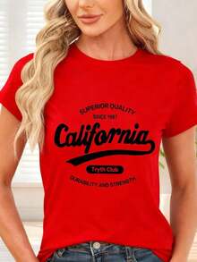 GiftCamiseta de  con Estampado de Letras para Ocio y Uso DiarioSoft - Rojo - Ver 7