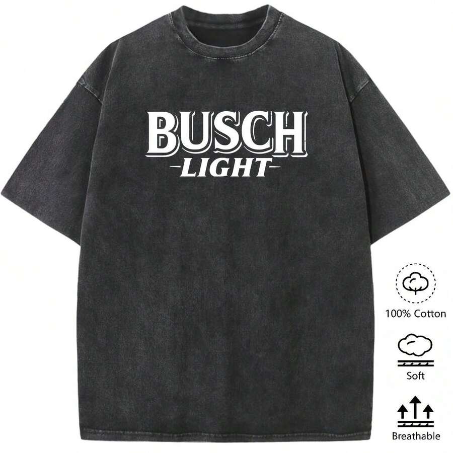 1 Piece Unisex Oversized Crew Neck Short Sleeve T-Shirt, Distressed And Washed, 100% Heavyweight 220g Cotton, Designed By Y2K Artists In A Vintage American Style, Graphic Print Of City Names, Ideal For Everyday Wear, Concerts And Festivals - 黑色 - 查看 1
