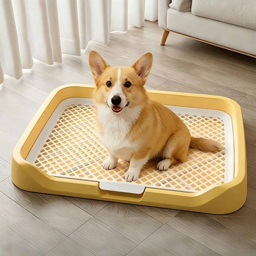1 pieza Inodoro para perros, artículo de entrenamiento de inodoro plano para perros pequeños, cuenca de orina para perros medianos y grandes - Amarillo - Ver 1