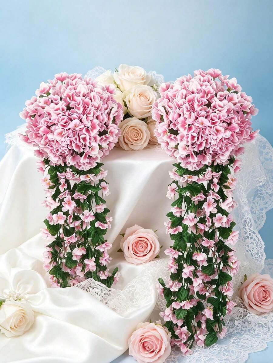 1个仿真紫罗兰吊坠,假花植物,适用于婚礼中心装饰、家居装饰、花园、婴儿派对、派对用品、花环装饰、感恩节、拱门背景、拉玛装饰、厨房、浴室、送她的礼物、送他的礼物、家居装饰、情人节礼物 - 粉色 - 查看 1