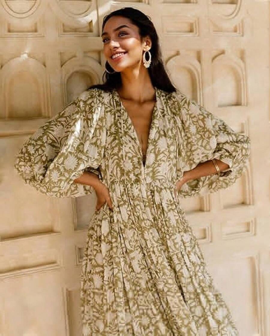 Women Midi Dresses - Verde Oliva - Ver 1