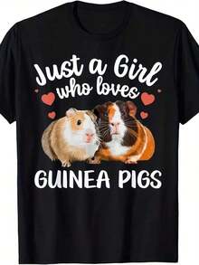 Guinea Pig Lovers T-Shirt - Capybara And Guinea Pig Design, 100% Cotton, Unisex Casual T-Shirt For Women And Men - Gift For Pet Owners, Ideal For Guinea Pig Lovers - 黑色 - 查看 7