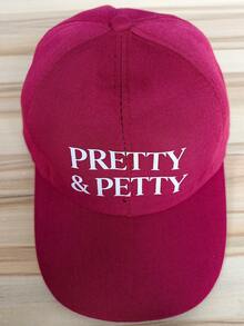 1件女款「PRETTY & PETTY」印花棒球帽，休閒街頭風老爹帽，可調節透氣防曬帽，適合日常戶外旅行穿著 - 彩色 - 查看 8