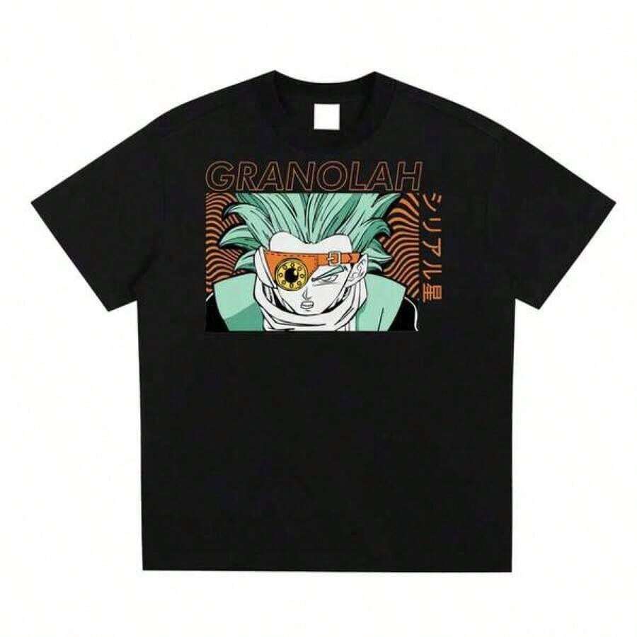Temporada de Regreso a Clases Camiseta de Manga Corta, Camiseta con Estampado de Tema de Anime Popular, Suave y Cómoda, Unisex, Camiseta Casual para Todas las Estaciones, GRANOLA Super Camiseta de Secado Rápido y Refrescante ODMPOD para Niños en Verano Y2k Camiseta Verano Camisa De - Negro - Ver 1