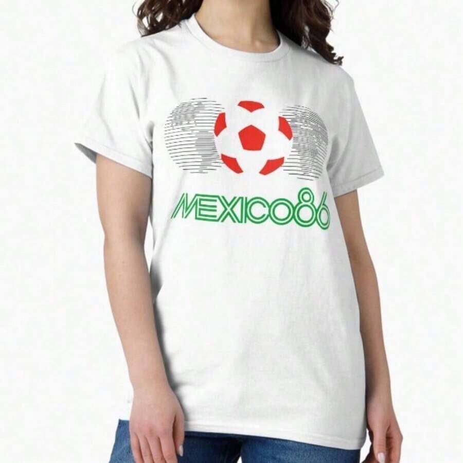Camiseta Clásica con Gráfico de la Pasión y la Unidad del Fútbol – Mundial Tres Países - Canadá, EE. UU., México - Blanco 5 - Ver 1
