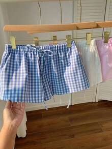 3 pantalones cortos sueltos y casuales con cintura de atar para mujer - Multicolor 8 - Ver 6