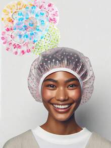 4pcs/1pc Double-Layer Hair Shower Cap, Anti-Hair Loss Cap, Bathing Sleeping Cap, Hair Drying Cap, Hair Coloring Cap, Elastic Hair Band, Waterproof, Reusable EVA Material Caps For Women, Suitable For Shower, Salon, Sauna, Kitchen, Etc. - Multicolor - View 14