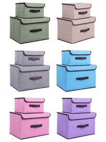 1PC/2PCS Foldable Storage Box With Lid, Large Capacity Fabric Storage Bin, Dustproof Closet Organizer, Wardrobe Storage Container For Clothes, Toys, Books, Underwear, Socks, Bedroom Living Room Office Home Organization - Multicolor - View 12