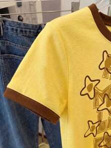 Camiseta casual de mujer con estampado todo sobre, linda y elegante para vacaciones, fiestas en la playa, estampado floral Y2K, moda callejera, vuelta al colegio, ocio festivo - Multicolor 10 - Ver 4
