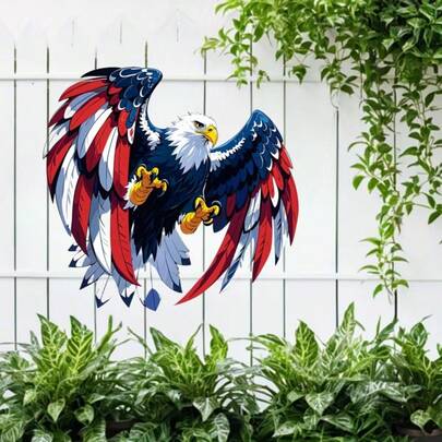 Trang trí tường bằng acrylic hình đại bàng cổ điển - Tấm trang trí 2D mang phong cách yêu nước với họa tiết cờ, thích hợp cho nhà cửa, quán bar, sân vườn hoặc phòng tắm - Quà tặng bằng thiếc kiểu retro, trang trí Halloween, Ngày Độc lập, mùa cưới, tiệc vườn trong nhà và ngoài trời bằng acrylic.