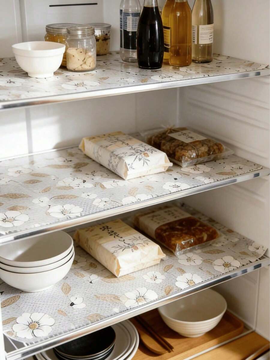 4 piezas Tapete impermeable para refrigerador - a prueba de humedad, antideslizante, lavable y reutilizable. Hecho de material EVA con un novedoso patrón de limón. Adecuado para refrigeradores y decoración de cocina. Artículos esenciales de cocina, utensilios de cocina, artículos de cocina, artículos de cocina.
