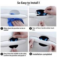 4 Packs Of Glow-In-The-Dark Blue Eye Pattern Door Handle Anti-Scratch Stickers, Car Door Handle Anti-Collision Protection Stickers, Essential Door Handle Protectors For Every Car. - Sticker - View 5