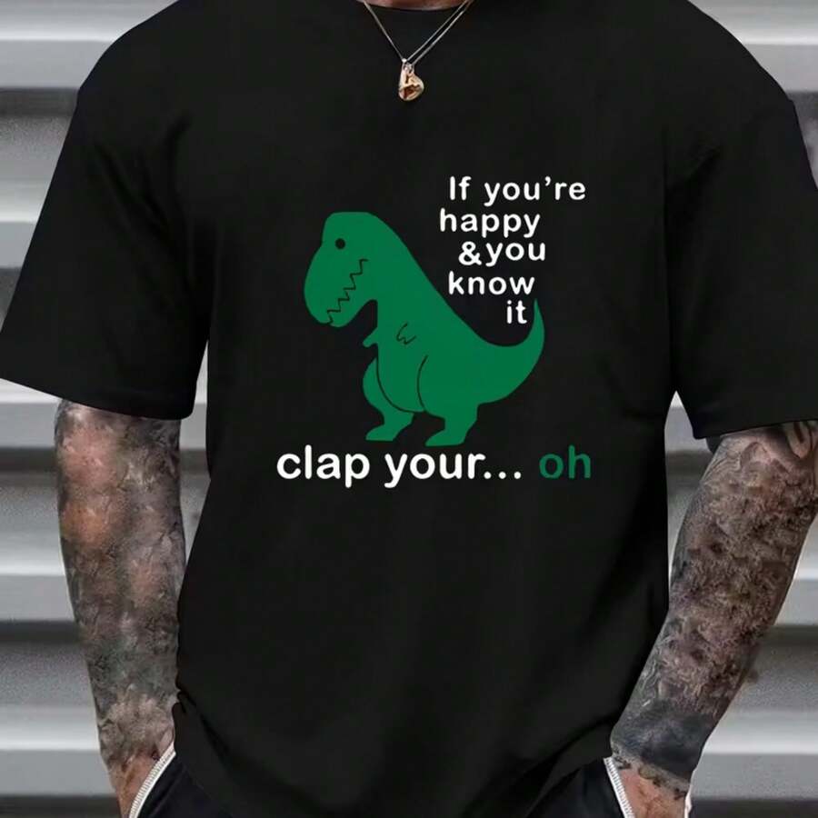 Printed T-Shirt For Men And Women - Black - View 1