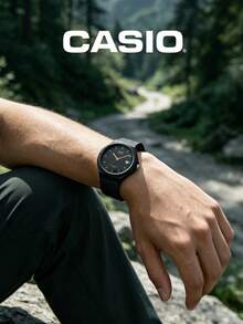 Casio Unisex Classic Quartz Watch, Black Resin Strap, Black Dial With Gold Markers, Date Display, Lightweight Casual Sports Watch, Minimalist Daily Style For Men And Women, Suitable For Birthday, Party, Outdoor, Travel, School, Office - Black - View 4